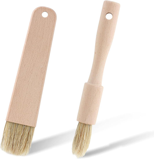 2 Sets Cooking Brush with Wooden Handle Natural Bristles Oil Brush for Cooking Butter Brushes for Oil and Sauce Pastry