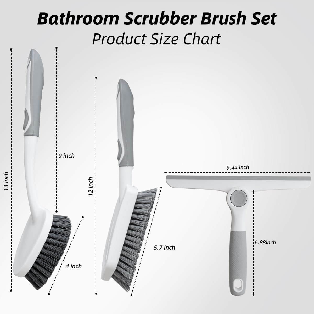 3 Pack Scrub Brush Set with Grout Brush