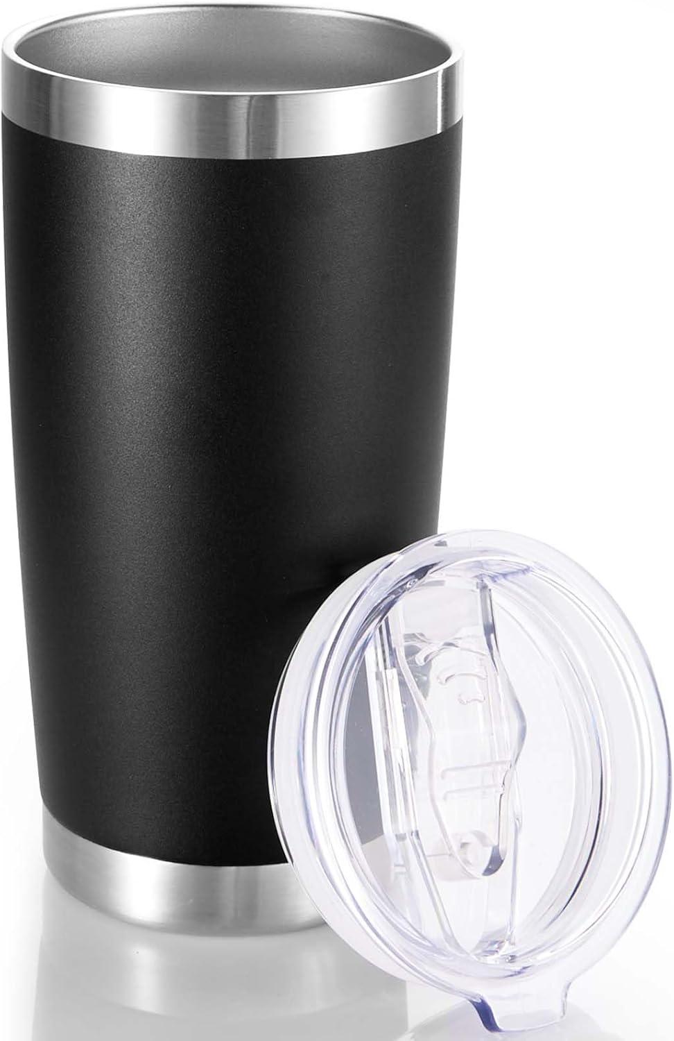 20 oz Tumbler Stainless Steel Tumblers with Lid Double Wall Vacuum Insulated Coffee Mug 20oz Powder Coated Cup for Hot and Cold Drinks, Black, 1 pack