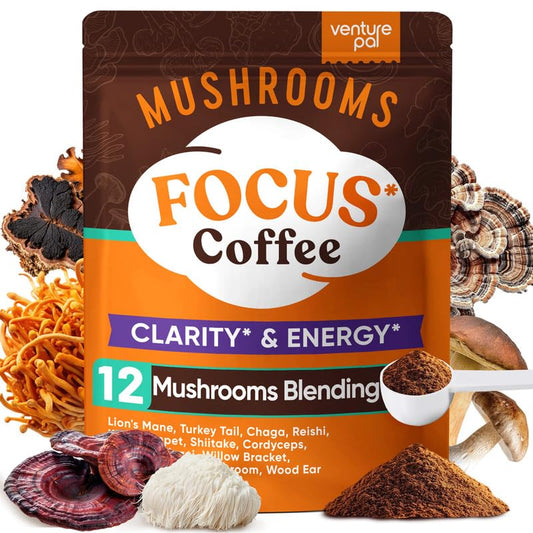 Venture Pal Mushroom Coffee, 12 Mushrooms, Focus &amp; Digestion, 40 Servings