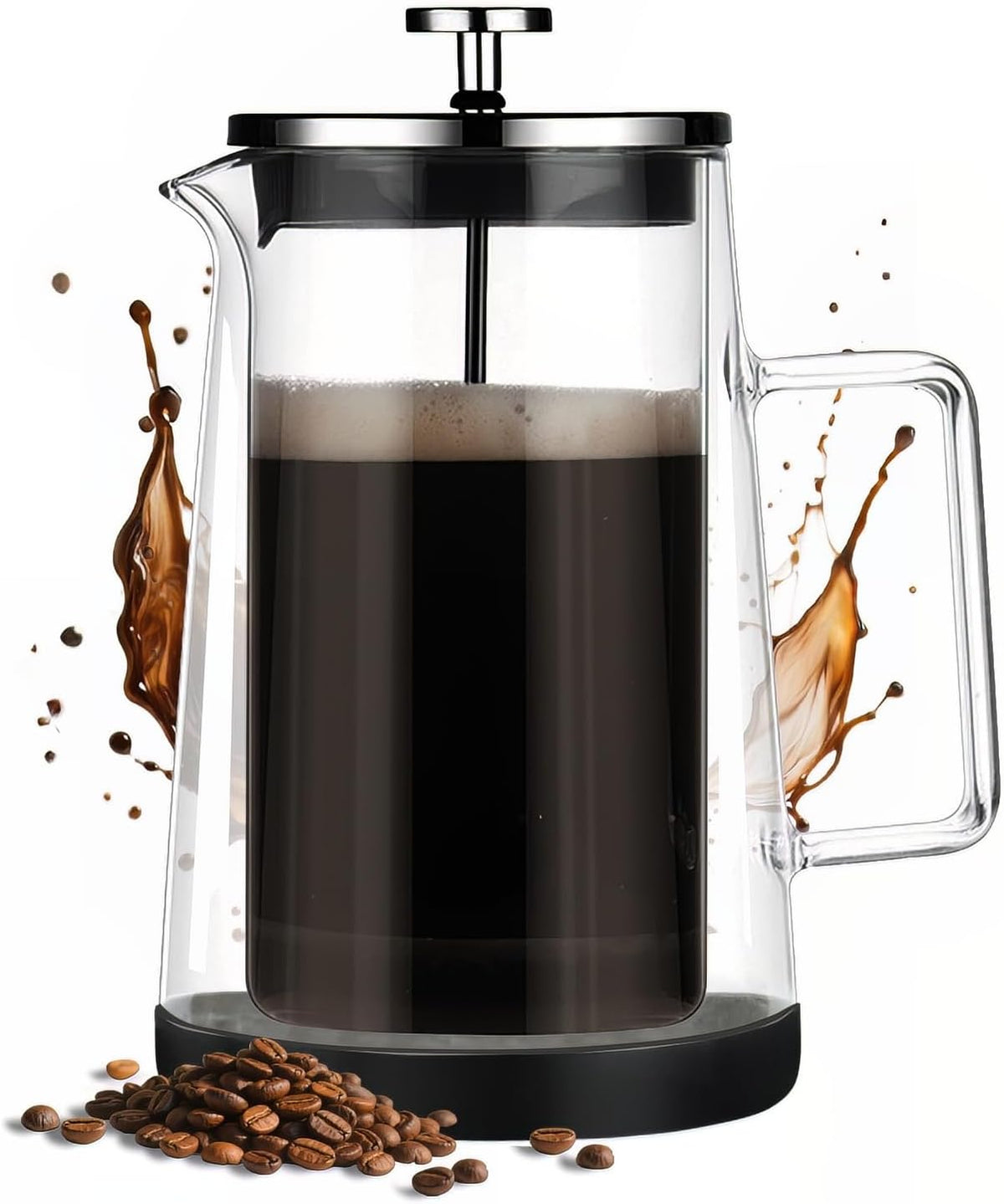 French Press Coffee Maker 34Oz - Double-Wall Insulated Borosilicate Glass - Ergonomic Handle - Coffee Gift - Tea &amp; Coffee Press