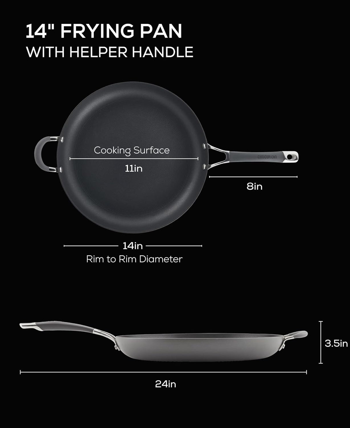 Circulon - 83906 Circulon Radiance Hard Anodized Nonstick Frying Pan / Fry Pan / Hard Anodized Skillet with Helper Handle - 14 Inch, Gray