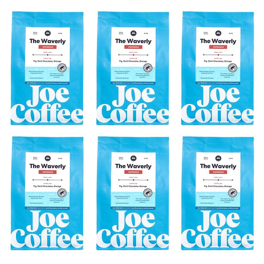 Joe Coffee Company - The Waverly Whole Bean Specialty Coffee, 12 oz Bag (Pack of 6) | NYC Roaster, Rainforest Alliance