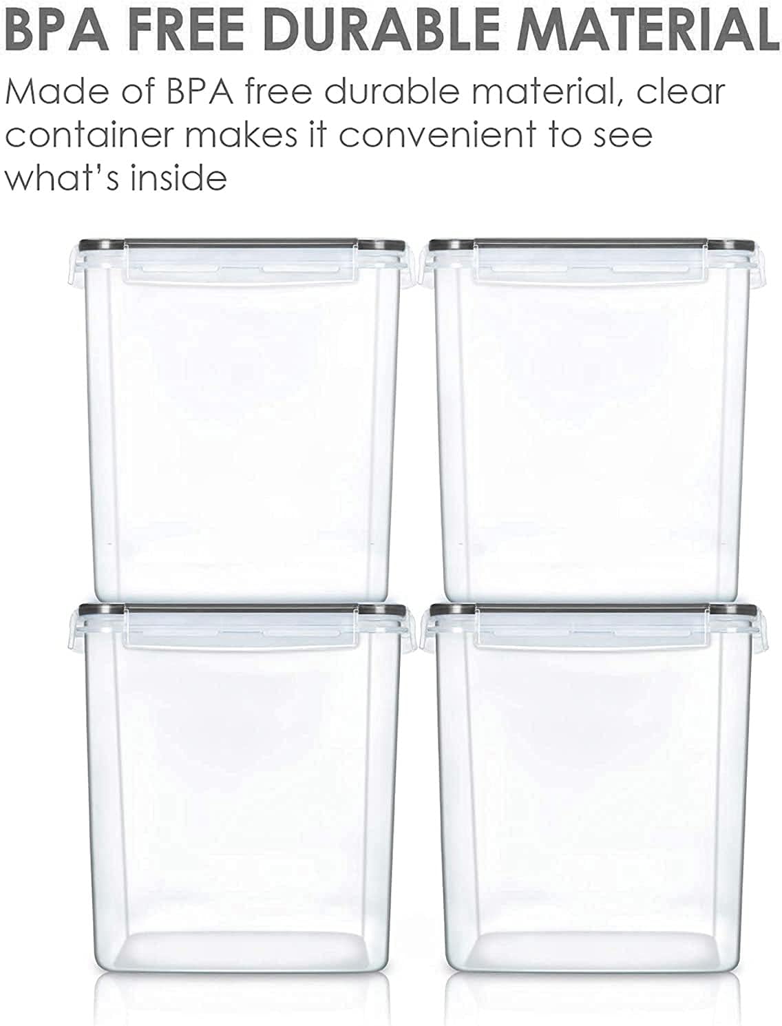 Vtopmart 2.5 L Flour Sugar Storage Containers, 4 PCS, Black