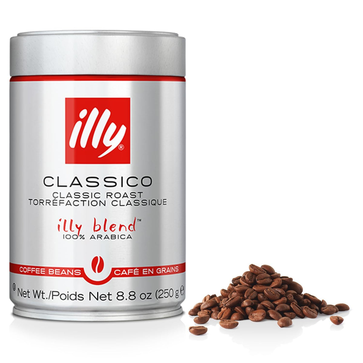 illy Whole Bean Coffee, Classico Medium Roast, 8.8oz, 12 Pack | 100% Arabica, Premium Italian Coffee, Ideal for Espresso, Drip, Moka and French Press Brewing