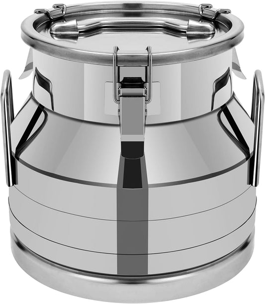 Stainless Steel Milk Bucket With Sealing Lid and Carry Handle,Thickened Stainless Steel Milk Can Large Liquid Container