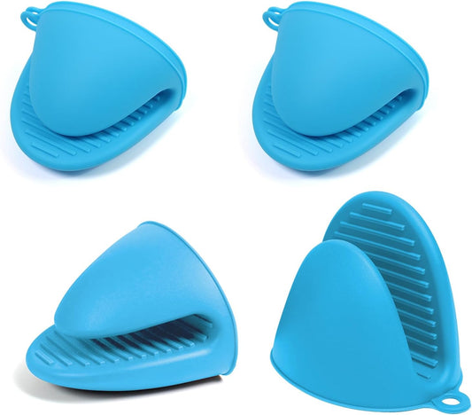 3 Pairs Oven Mitts Silicone Pot Holders Set Heat Resistant for Kitchen - Mini Silicone Oven Gloves Small Mittens Short Grips