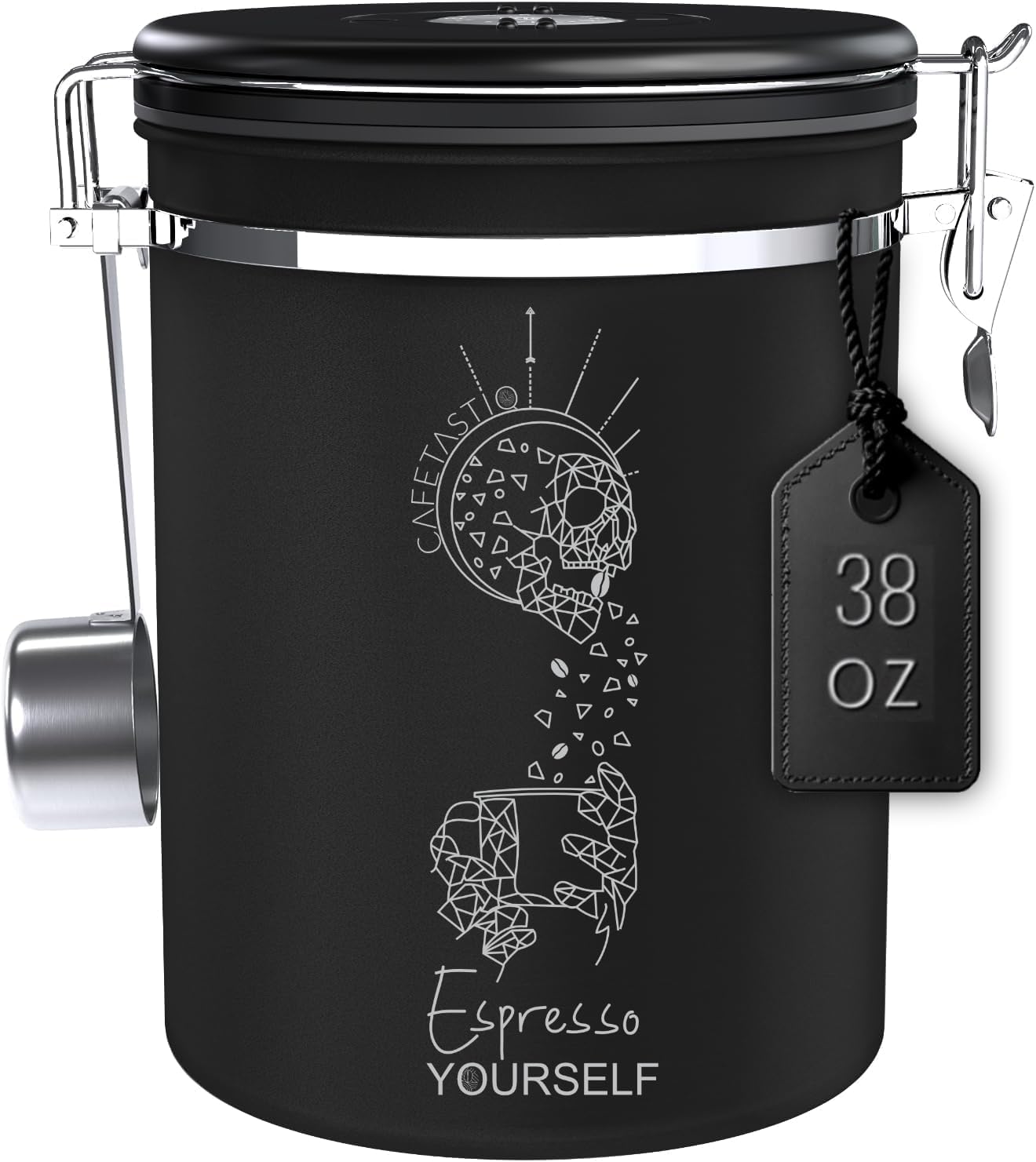 Large Coffee Canister – Airtight Stainless Steel Storage Container with Date Tracker & Scoop, Sealed