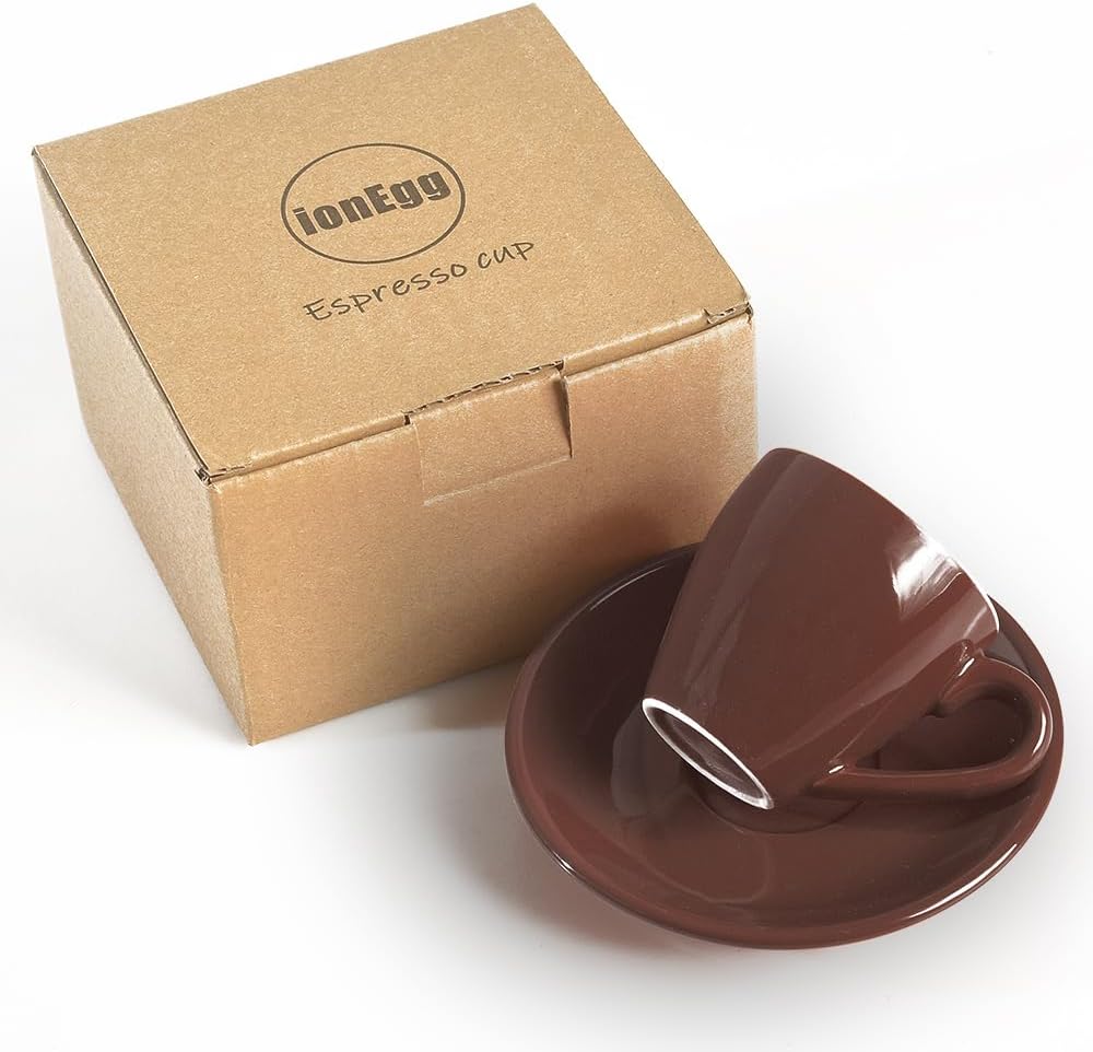 Porcelain Espresso Cup with Saucer, Espresso shot Cup, 80ml/2.7Oz, Brown