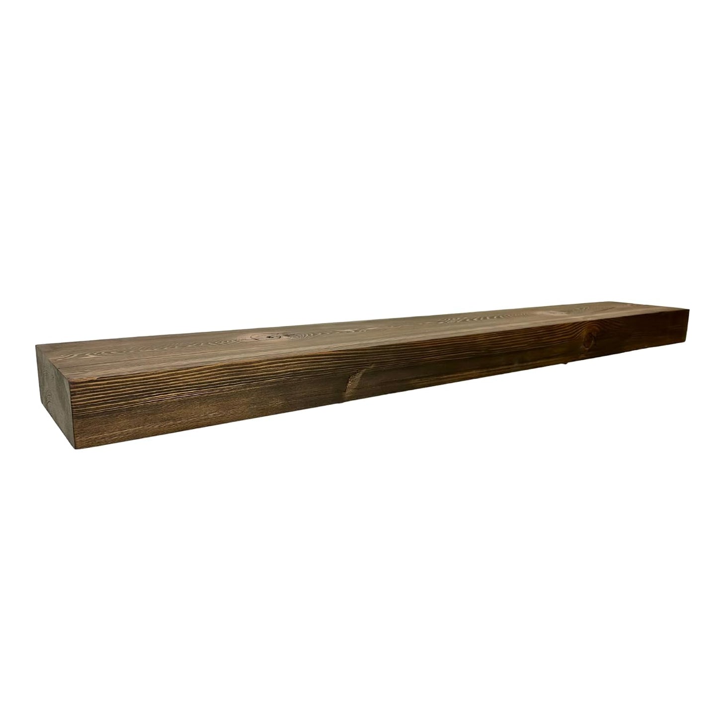 Modern Timber Craft Reclaimed Wood Steel Floating Wall Shelf | Solid Rustic American Barnwood with Steel Floating Shelf Brackets | 2.75" Thickness | 36" L x 5" D, Jacobean, Planed and Sanded