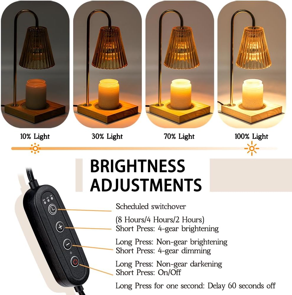 Marycele Candle Warmer Lamp with Timer, Dimmable Flower Wax Melter for Home