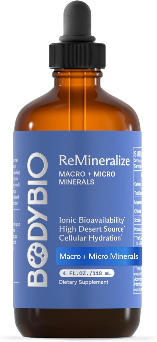 BodyBio ReMineralize - Concentrated Ionic Trace Minerals to Hydrate, Detox, and Revitalize Your Cells - Over 72 Bioavailable
