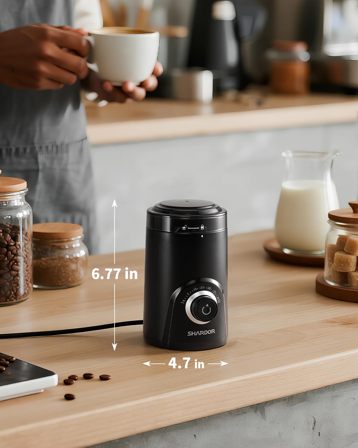 SHARDOR Electric Coffee Grinder, 70g Large Capacity Spice Grinder with Visual Timing Knob for Precise Grind, Quiet Coffe