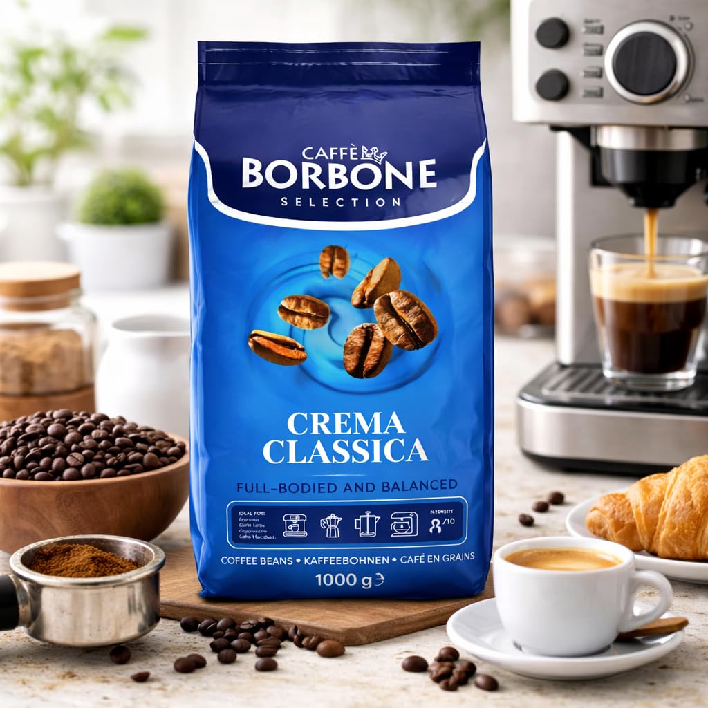 Caffè Borbone Crema Classica Whole Bean Coffee, Arabica and Robusta Blend, Medium Roast, 2.2 lb Bag (Pack of 2)