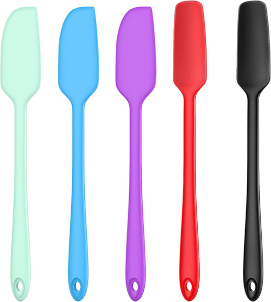 Slim Silicone Spatula Set, 5 Piece Food Grade Rubber Spatulas for Baking, Cooking, and Mixing High Heat Resistant Non Stick