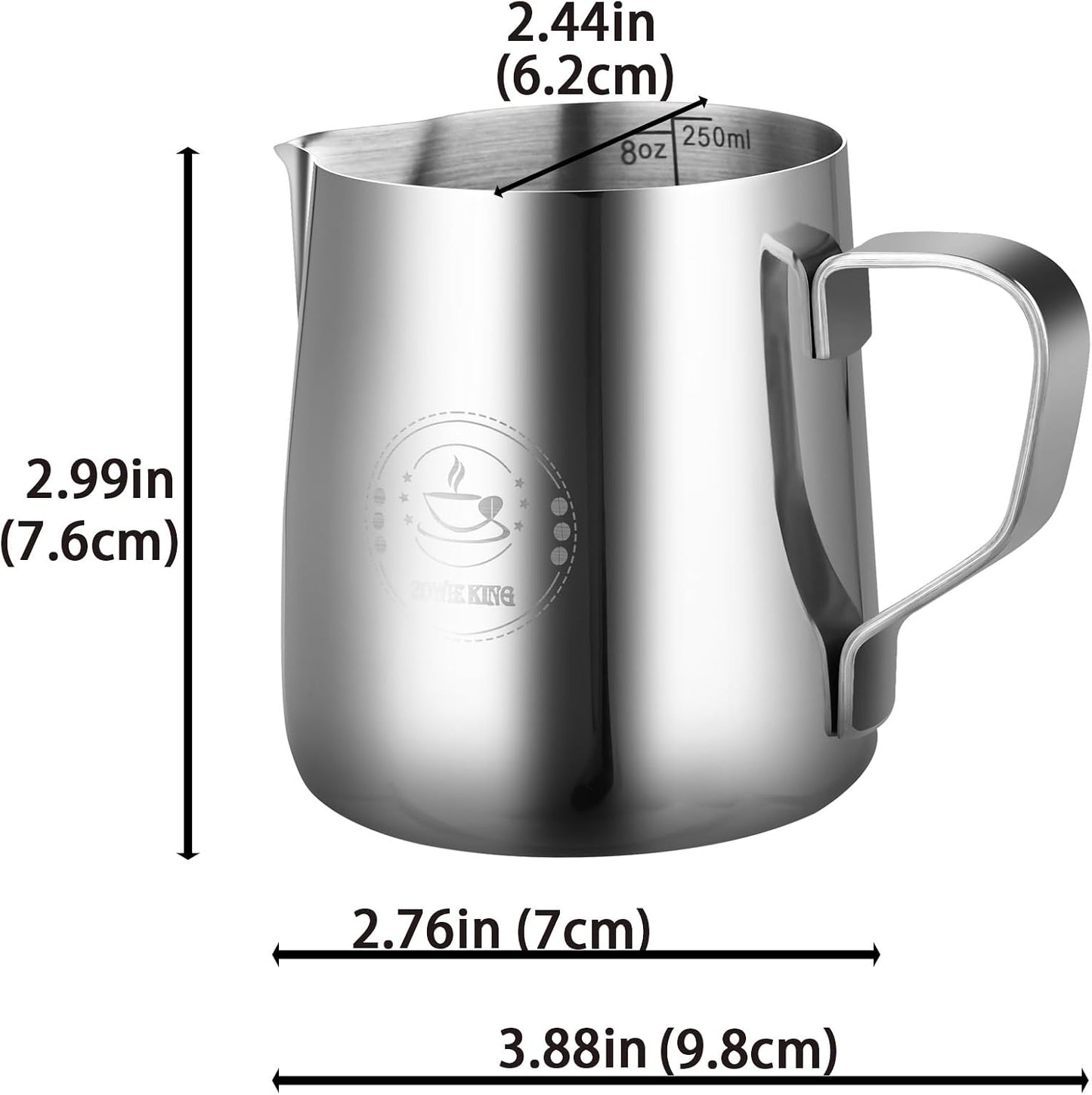 8oz Milk Frothing Pitcher, Stainless Steel Espresso Steamer Frother Cup