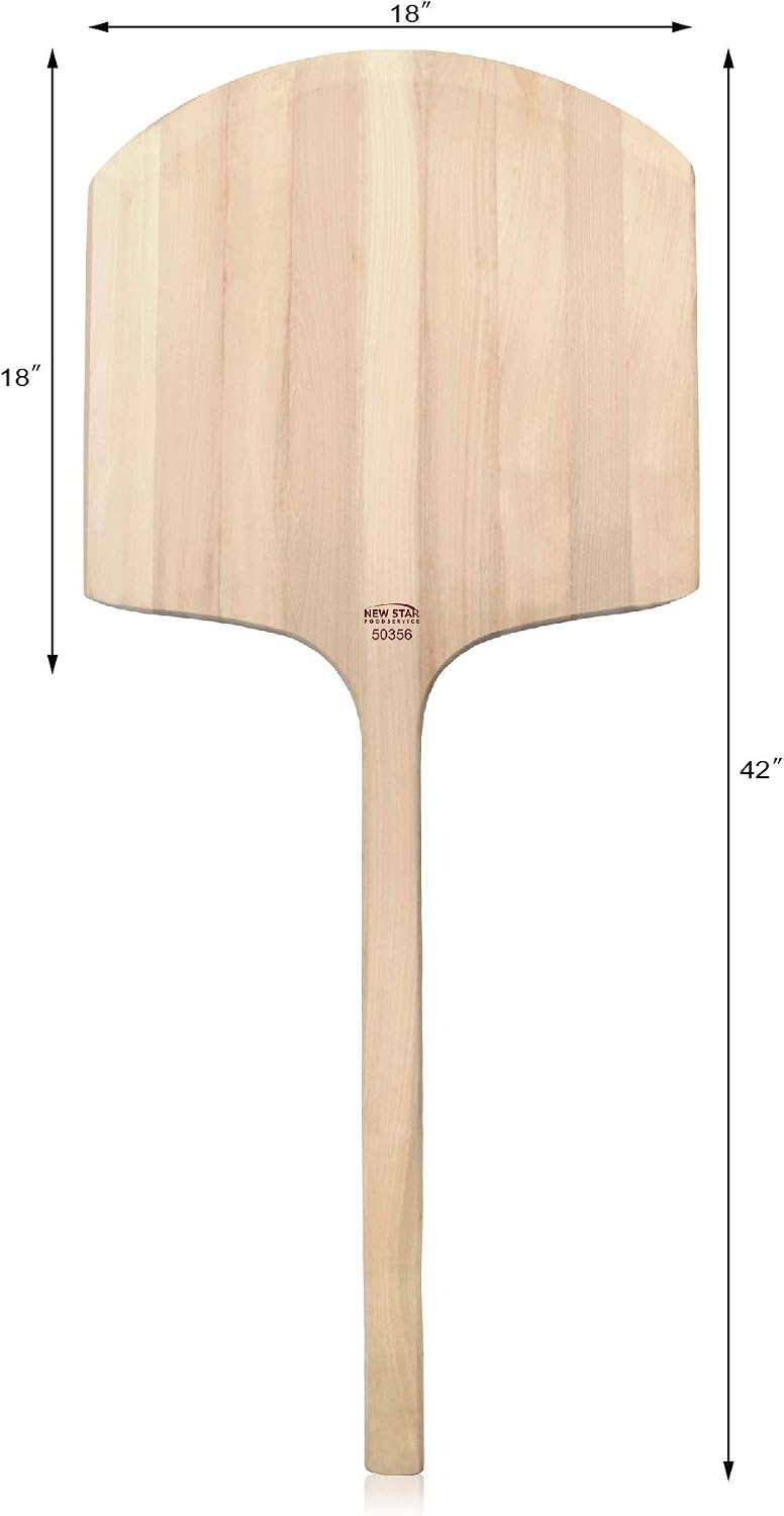 New Star Foodservice 50356 Wooden Pizza Peel, 18" x 18", 42" Overall