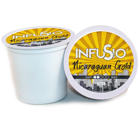InfuSio Coffee Pods 96 Count Nicaraguan Gold Medium Light Roast Single serve Coffee pods for Keurig K Cup® Brewers - InfuSio