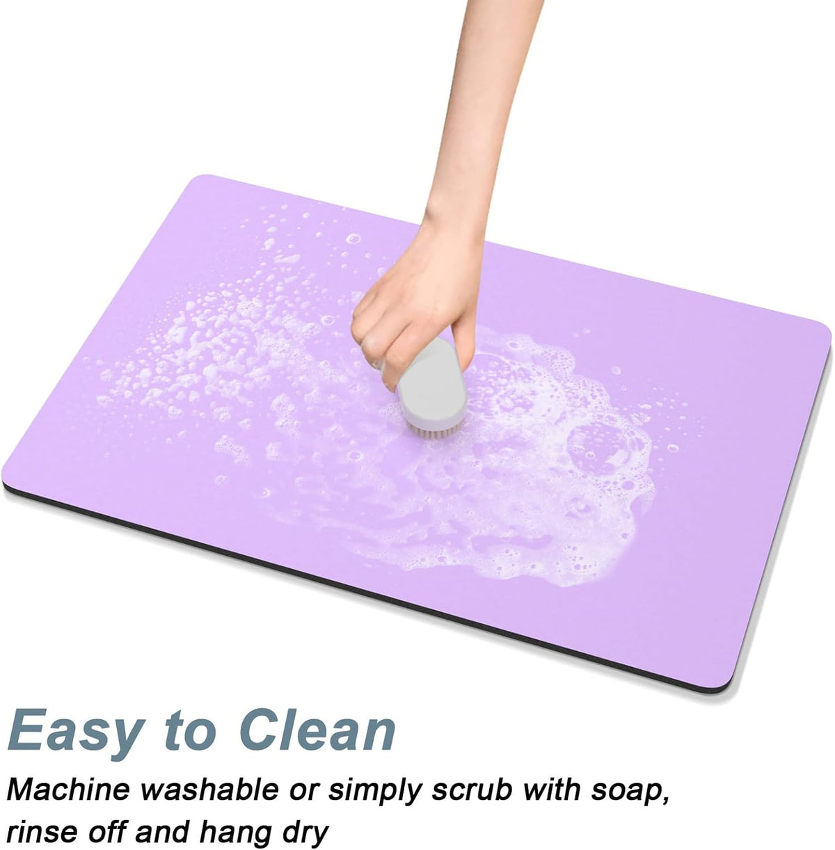 Rnivvi Coffee Mat, 12" x 19" Coffee Bar Mats for Espresso Machine Station Accessories and Organizer, Hide Stain Rubber Backed Absorbent Dish Drying Pad for Kitchen Counter, Cute Bar Decor Pad, Purple