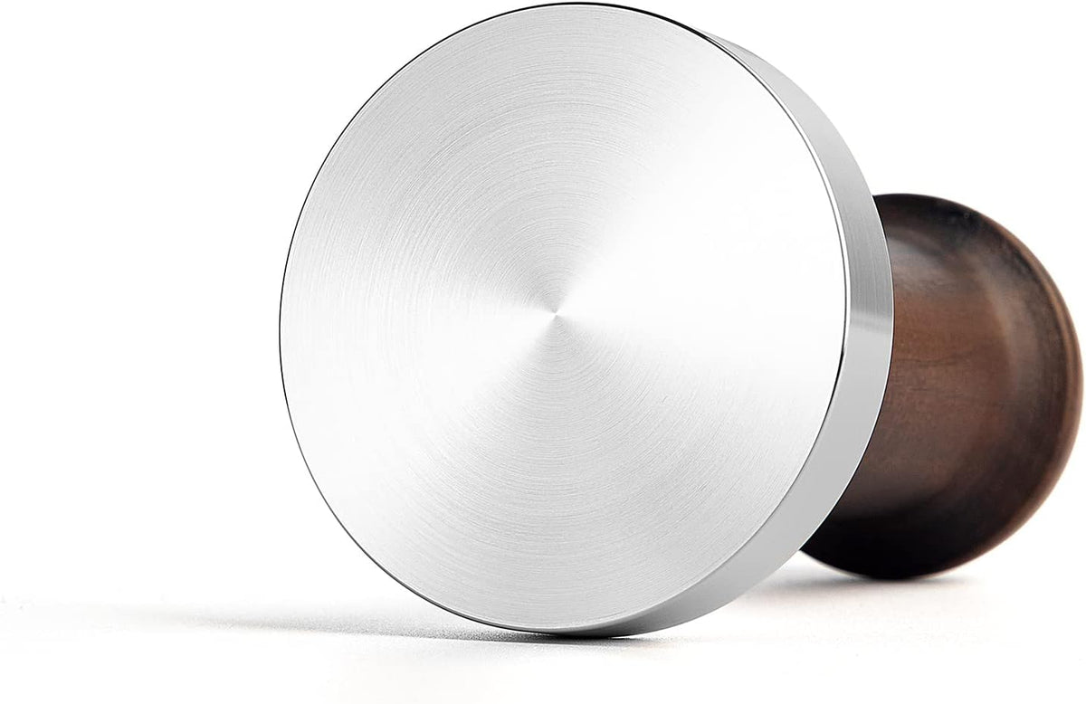 MOJAE 58.5mm Espresso Tamper, Coffee Tamper, Espresso Press Tool with 304 Stainless Steel Flat Base and Walnut Wooden Handle for Barista Espresso Machines, Fits for 58mm Portafilter