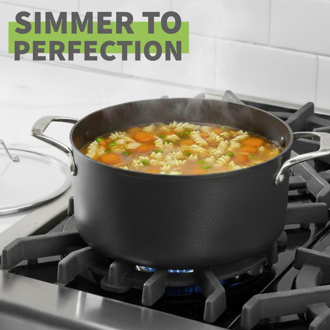 TECHEF - Onyx Collection - 5-quart Soup Pot with Glass Lid, coated with New Teflon Platinum Non-Stick Coating (PFOA Free) (5-quart)