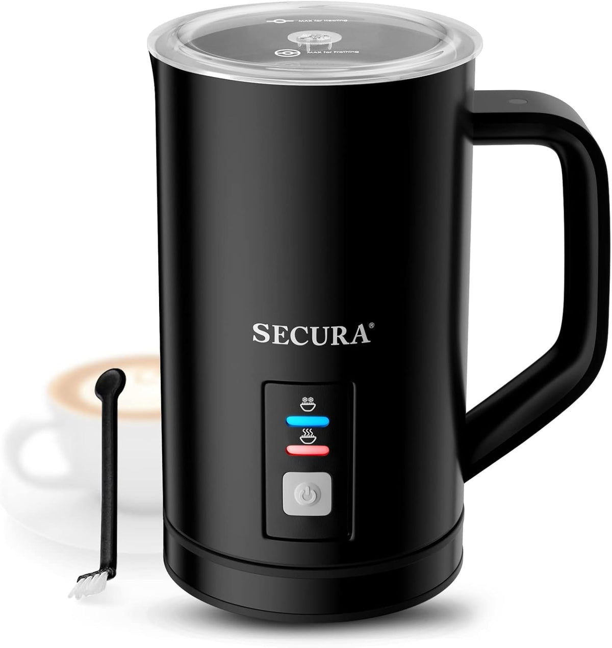 Secura Milk Frother, 8.4oz Automatic Hot/Cold Foam Maker, Black