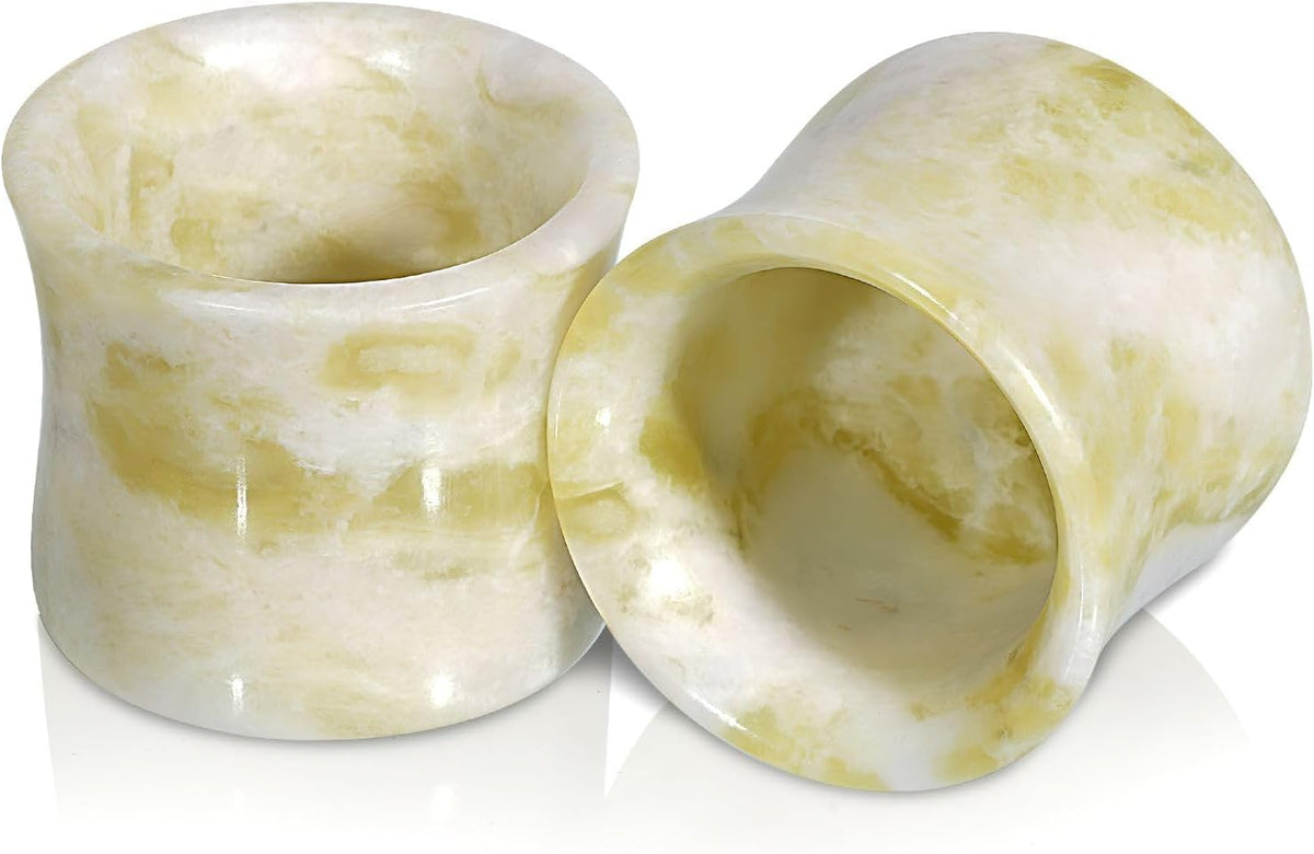 Natural Jade Shot Glasses Set of 2, Bamboo Joint Shape,1.3 oz Espresso Cups
