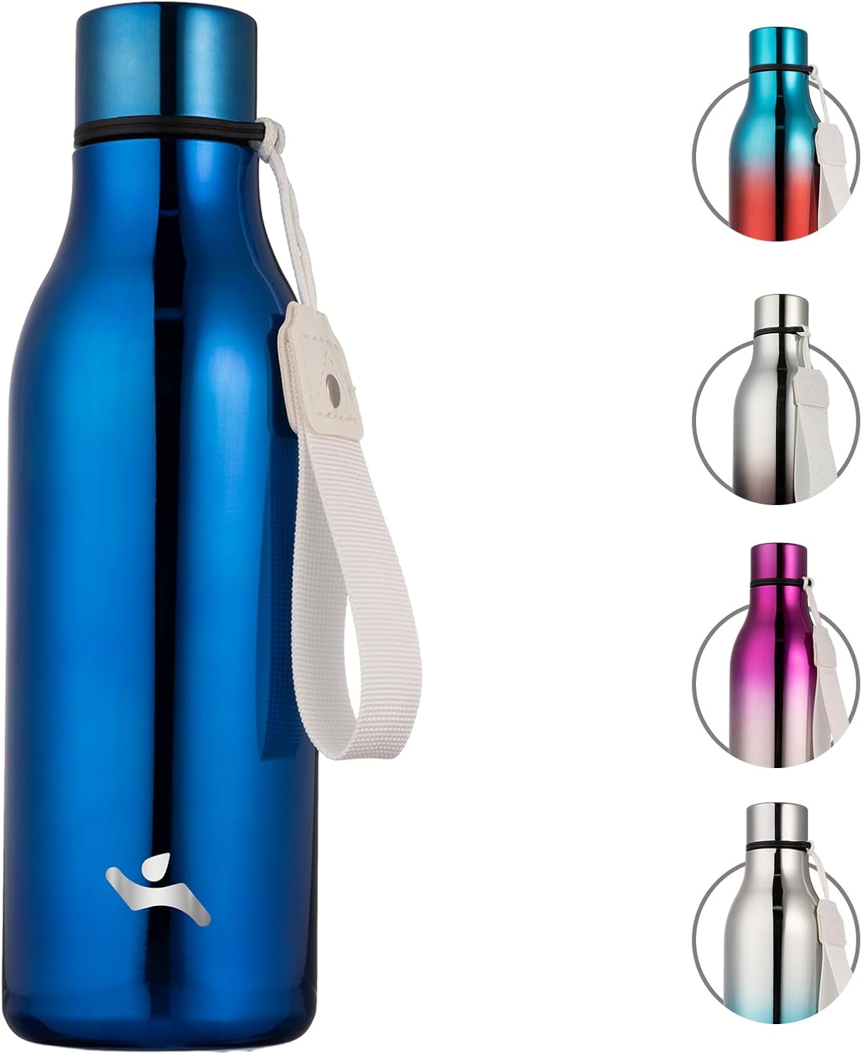 Insulated Water Bottle with Strap,18 oz Double Wall Stainless Steel Vacuum Bottles Metal Water Flask