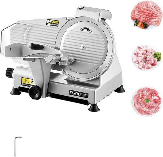 VEVOR Commercial Meat Slicer, 10 inch Electric Deli Food Slicer, 180W Meat Cutter with a Premium 65Mn Blade, 0-0.4 inch