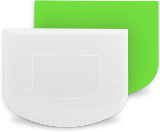Ram-Pro White And Green Bowl Scraper Flexible Food Safe Plastic Scraper Chopper Multipurpose Good Grip Curved and Flat Edge