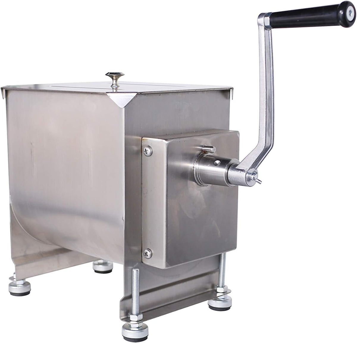 CMI Commercial Stainless Steel Manual Meat Mixers with lid,35Lb/20L Tank,(Mixing Maximum 35-Pound for Meat),Sausage Mixer Machine Meat Processing Equipment