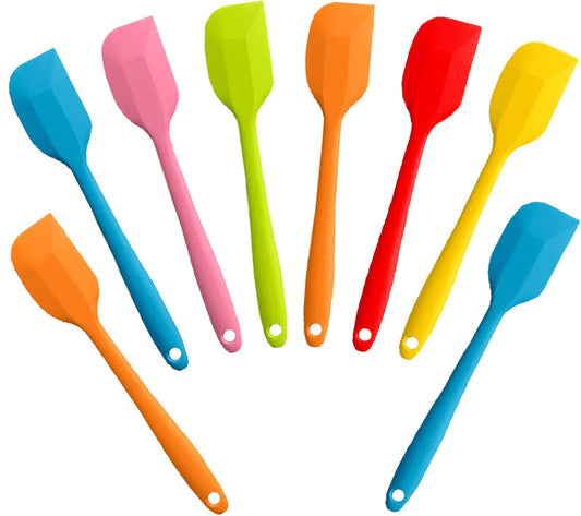 8 Pieces Silicone Spatulas,8.5 inch Non-stick Spatulas with Stainless Steel Core,Heat Resistant-500℉, One Piece Design,Food