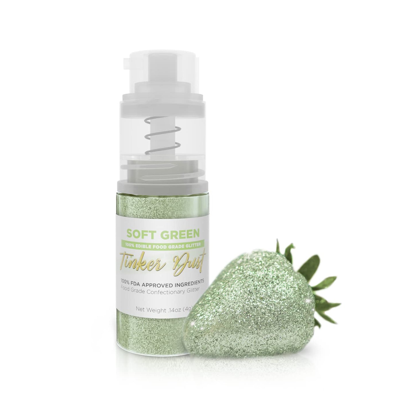 Bakell - Soft Green Tinker Dust (4g, 1x Mini Spray Pump) Edible Glitter for Food, Desserts, and Beve