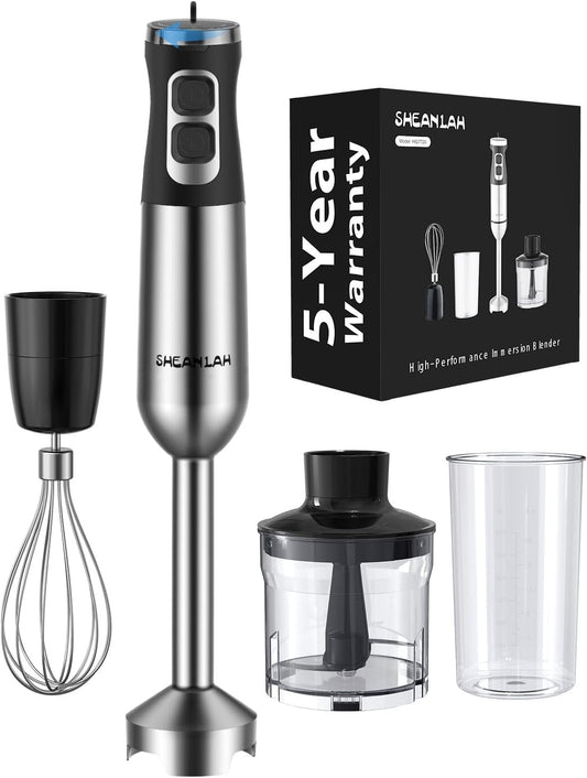 1000W Powerful Immersion Blender Handheld, 2025 New Update Hand Blender with 25-Speed and Heavy-Duty Copper Motor, 4 in 1