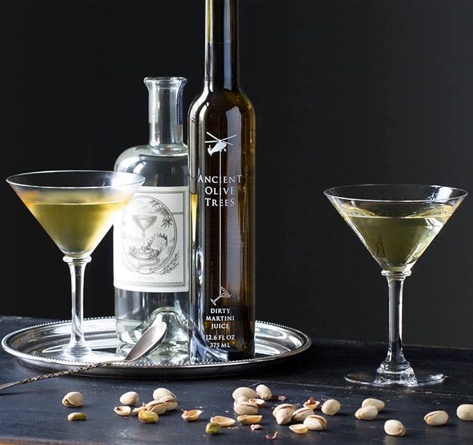 Ancient Olive Trees - Olive Juice for Dirty Martinis, Olive Brine Prefect for Martini, Vermouth, and Dirty Sue, 12.6 FL. OZ., 2 CT