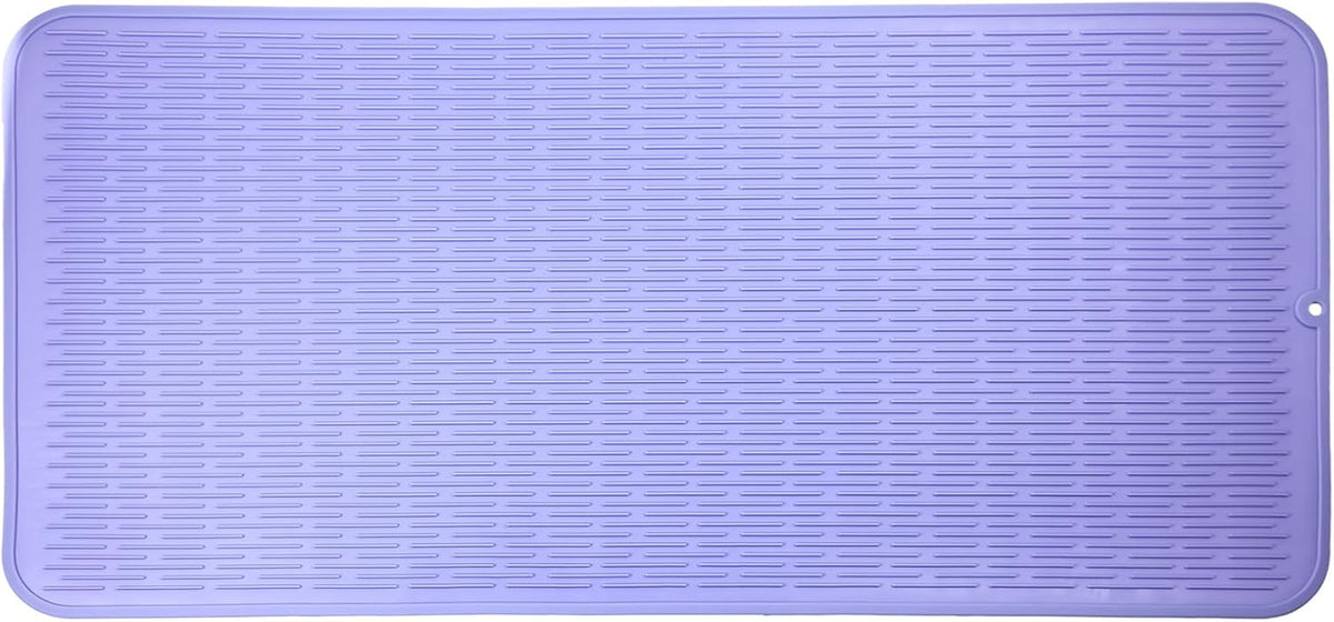 Silicone Dish Drying Mat for Multiple Usage,Easy clean,Eco-friendly,Heat-resistant Silicone Mat for Kitchen Counter or Sink,Refrigerator or Drawer Liner Light Purple 5XL 36inches x 18inches