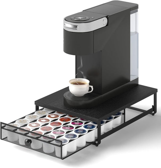 K Cup Organizer, Coffee Pod Holder Drawer, Under Brewer Storage Organizer with Sliding Drawer holds up to 35 K-Cup Pods, No