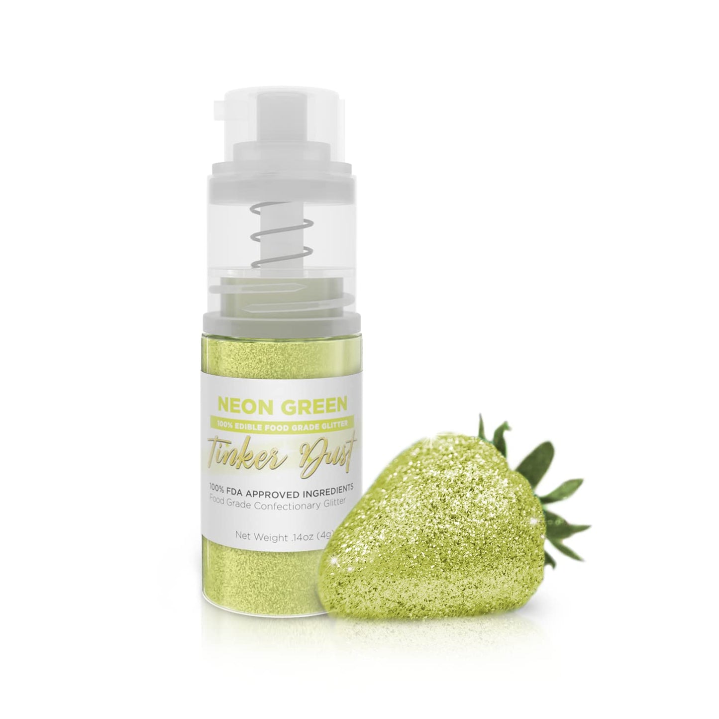Bakell - Neon Green Tinker Dust (4g, 1x Mini Spray Pump) Edible Glitter for Food, Desserts, and Beve