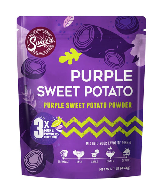 Suncore Foods Purple Sweet Potato Powder 16oz | Gluten Free | Vegan | Natural Purple Food Coloring, For Baking, Sourdough, Frosting, Desserts, Smoothies, Milk Tea, Boba, Non-GMO, Resealable Pouch