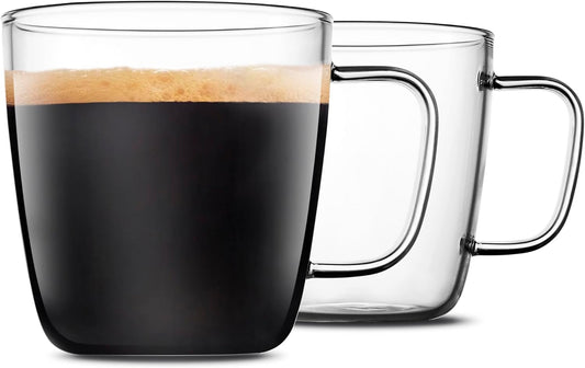 LUXU Premium Large Glass Coffee Mugs(Set of 2)-24 oz,Wide Mouth Hot or Cold Beverage Mugs,Modern Simplicity Glass Tea Coffee