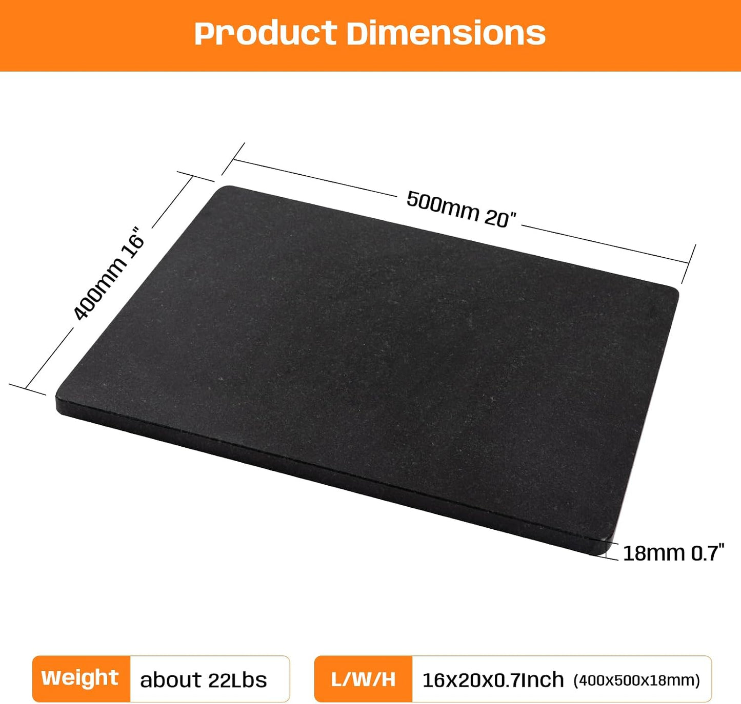 Granite Cutting Board 16x20 Inch Large Stone Cutting Board | Multi-Functional Marble Pastry Board With Non-Slip Feet for Baking, Cheese,Charcuterie, Dough - Wedding Gift, House Warming ﻿