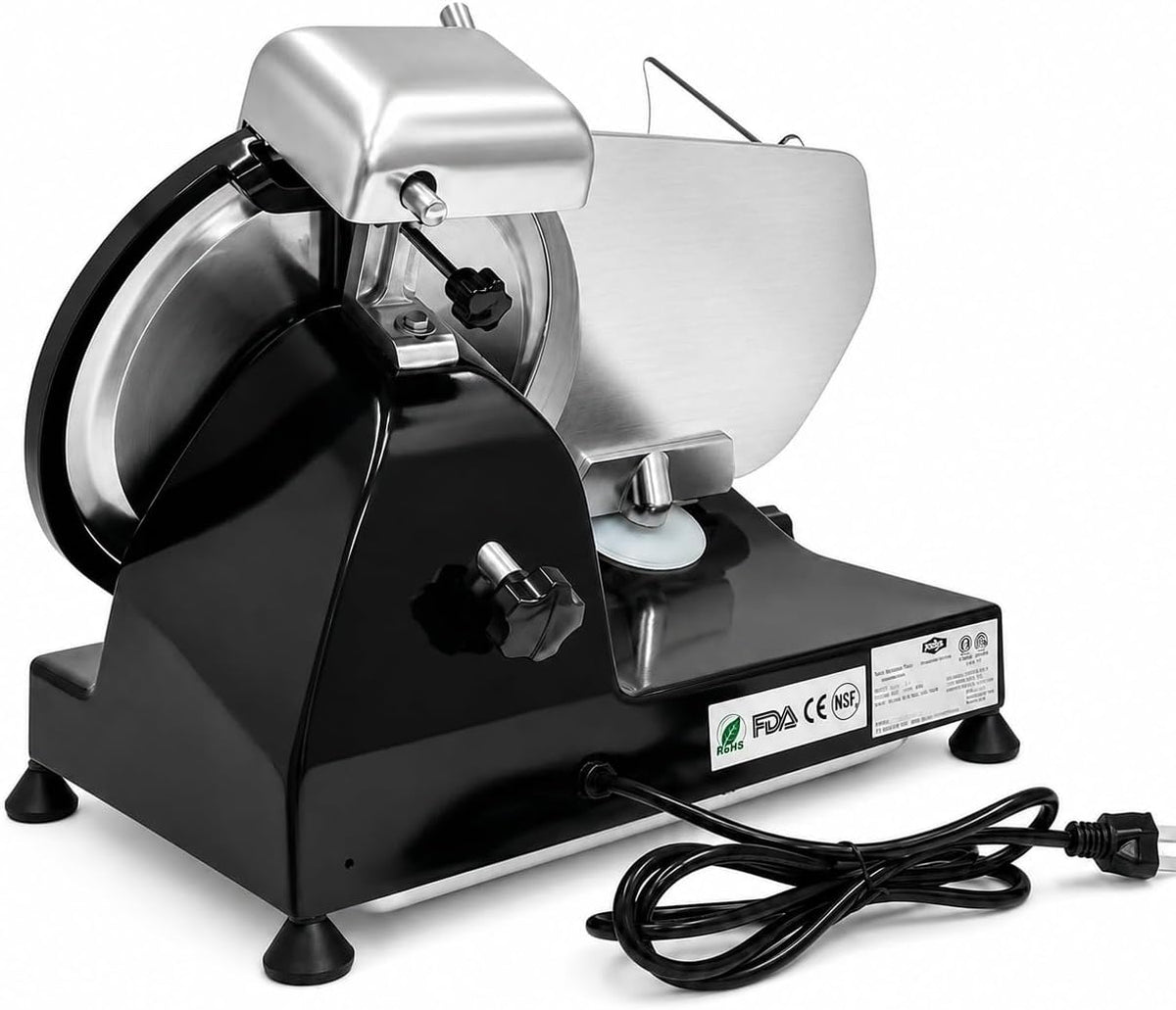 KWS MS-10XS Premium 320W Electric Meat Slicer 10-Inch in Black with 304 Stainless Steel Blade, Frozen Meat/Deli/Cheese/Food Slicer Low Noises Commercial and Home Use [ ETL, NSF Certified ] | 10" Stainless Steel Blade, Frozen Meat/Deli /Cheese/Food Slicer