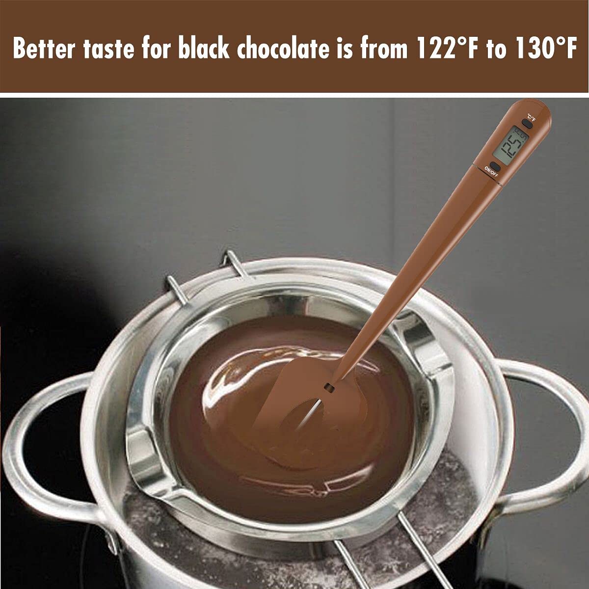 Efeng Candy Spatula with Thermometer Built in and Pot Clip – Fast Instant Read Digital Spatula Thermometer for Candy Making,Chocolate,jams,syrups with BPA Free Silicon Spatula