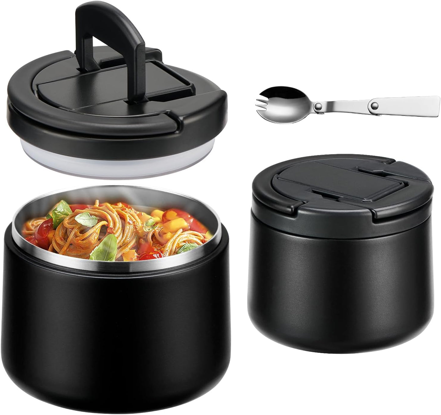 14oz Insulated Vacuum Food Jar with Buckle Lid,Soup Thermo for Hot Food Kids,Wide Mouth Leakproof St