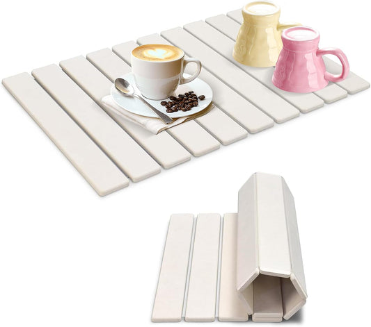 Large Stone Dish Drying Mats for Kitchen Counter, 24"×16", Collapsible quick dry stone mat kitchen, Eco-Friendly, Absorbent