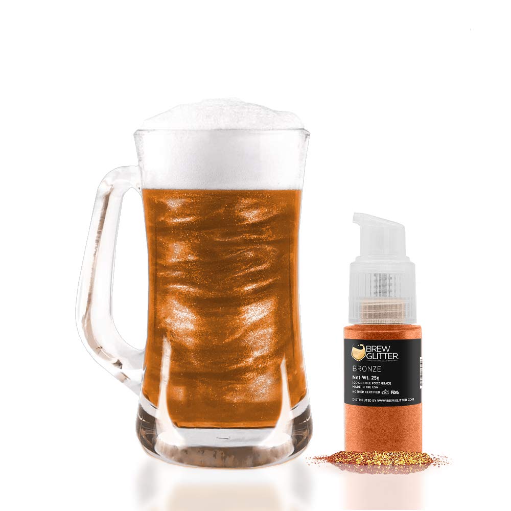 Brew Glitter Edible Drink Glitter Pump 1x 25g for Cocktails, Beer, &amp; Beverages (Bronze)
