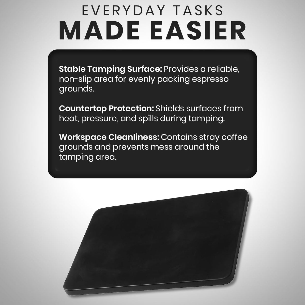 Rattleware Premium Tamping Mat - Non-Slip Espresso Packing Surface, Heatproof, Durable Rubber, Protects Countertops, Kitchen &amp; Coffee Bar Essential, Suitable for Home &amp; Commercial Use (8" x 6")