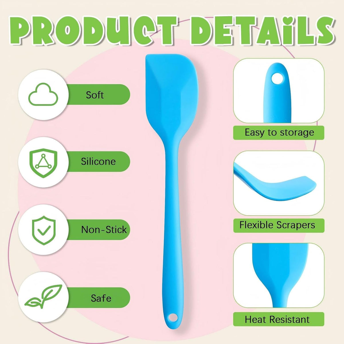 Hsei 54 Pcs Silicone Spatulas Set 9 Colors, Heat Resistant, Kitchen
