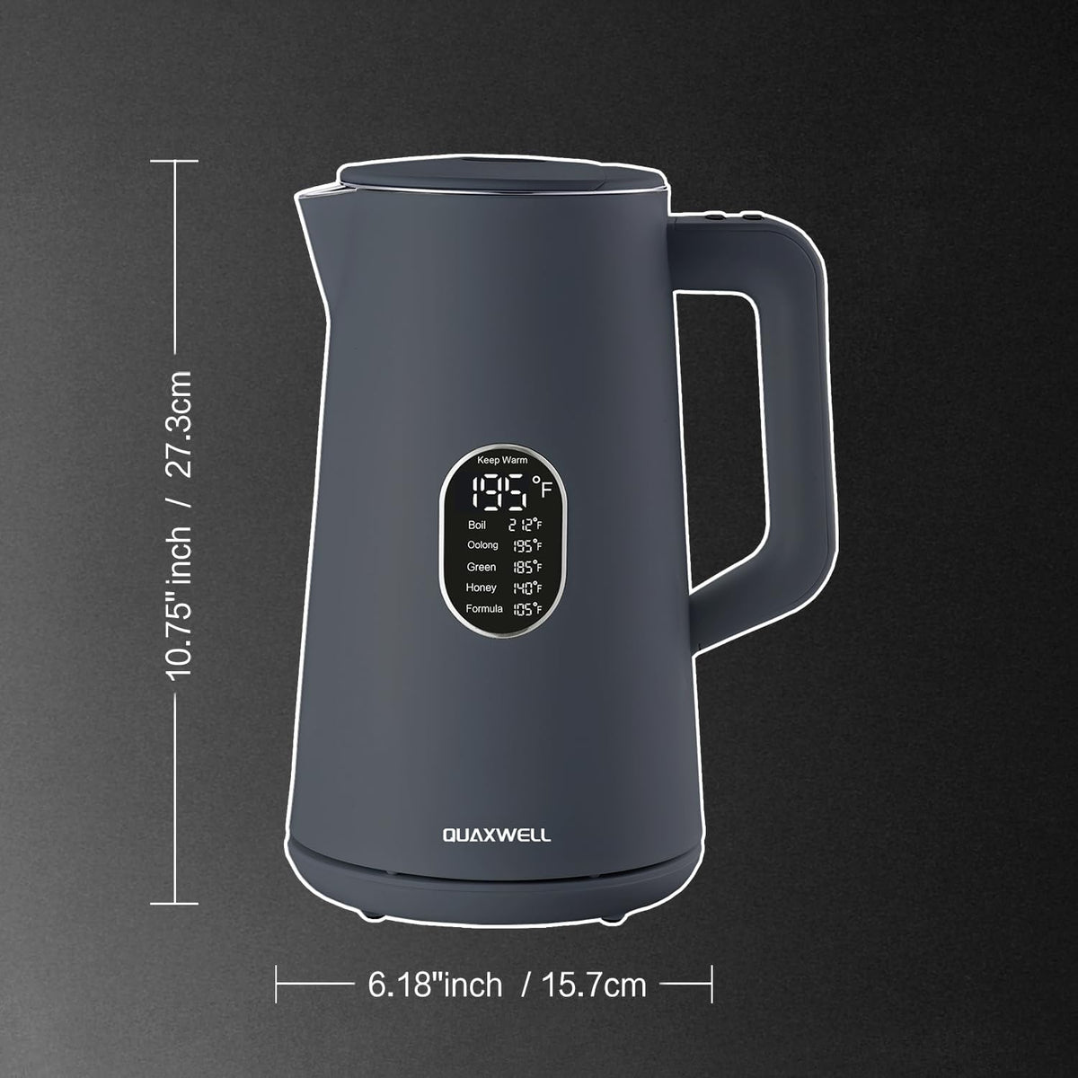 1.5L Hot Water Electric Kettle Temperature Control Teapot Cordless, Gray