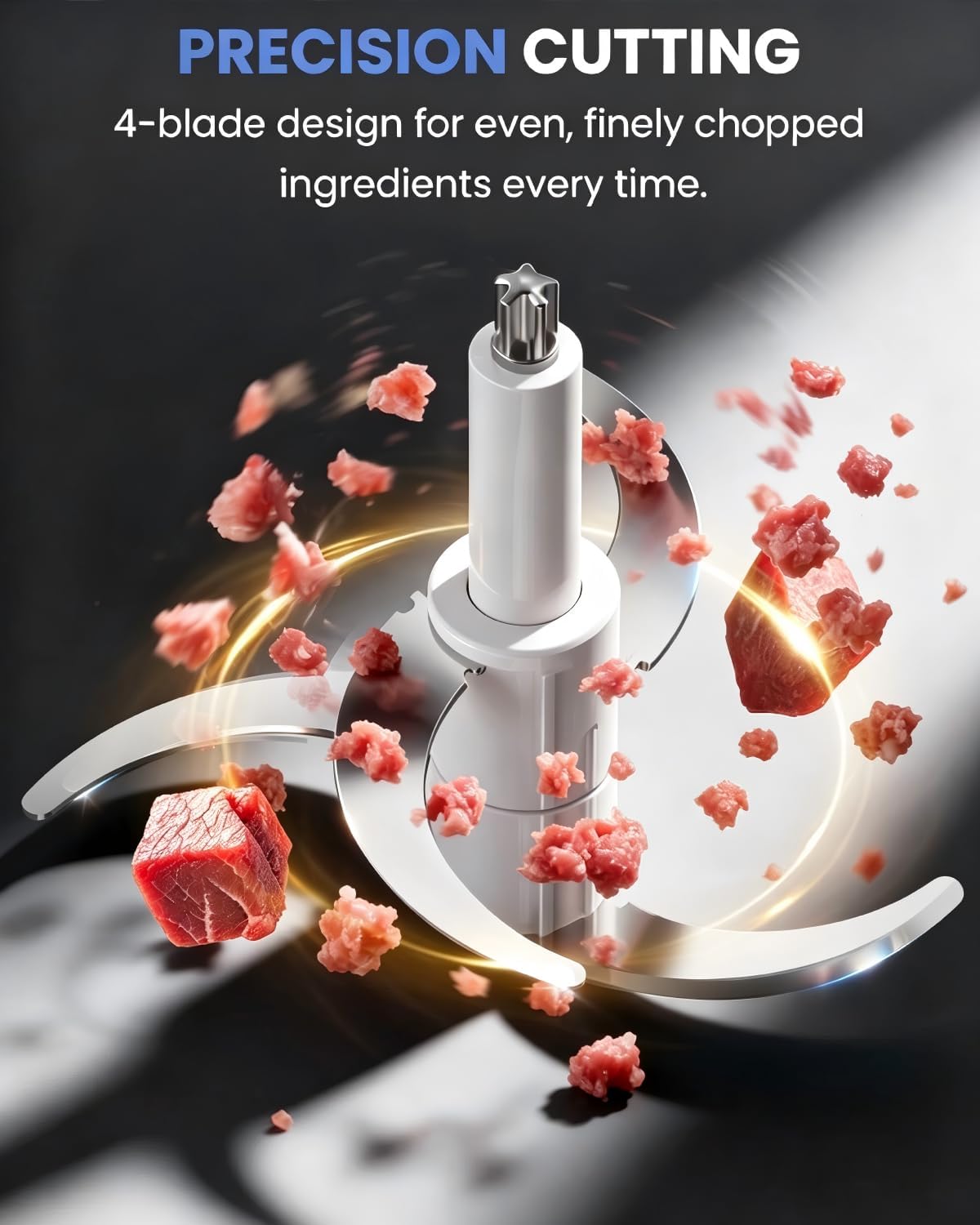 LINKChef Food Chopper, 8 Cup Food Processor Mini Electric, 2L 600W Meat Grinder with 4 Bi-Level Blades, Stainless Steel Mincer for Kitchen, Vegetable, Onion, Garlic, Salad, Baby Food, Fruit, Nuts